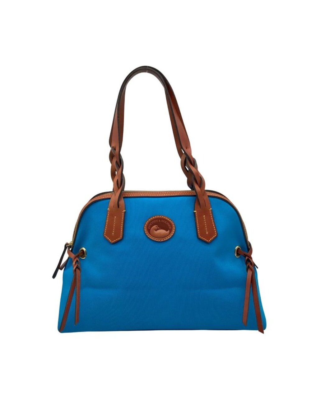 Dooney & Bourke Blue And Brown Canvas Tote Bag